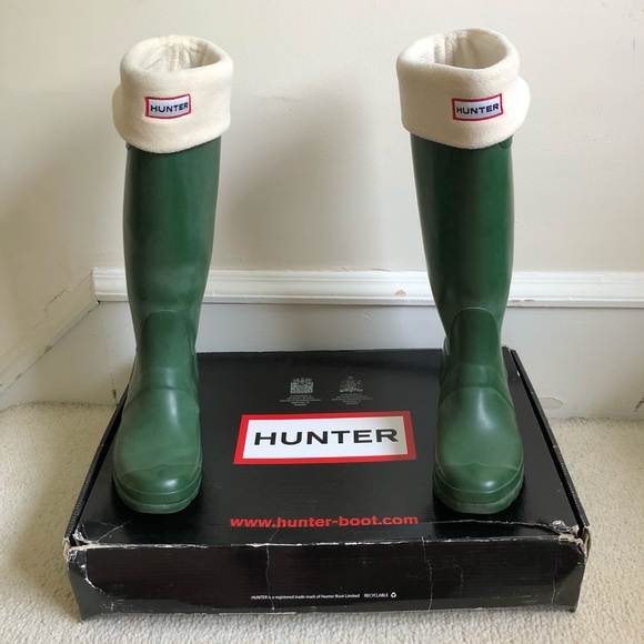 Hunter Shoes - Hunter Green Original Tall Rain Boots with Socks